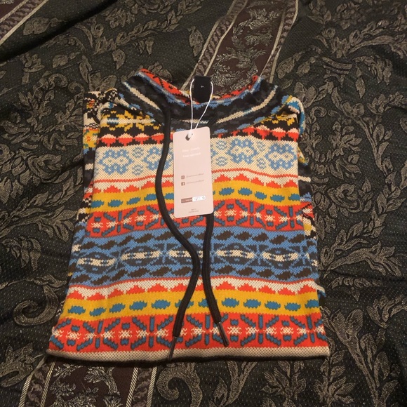 NWT EMERY ROSE Aztec Multicolored Drawstring Top Sz XL - Picture 4 of 5